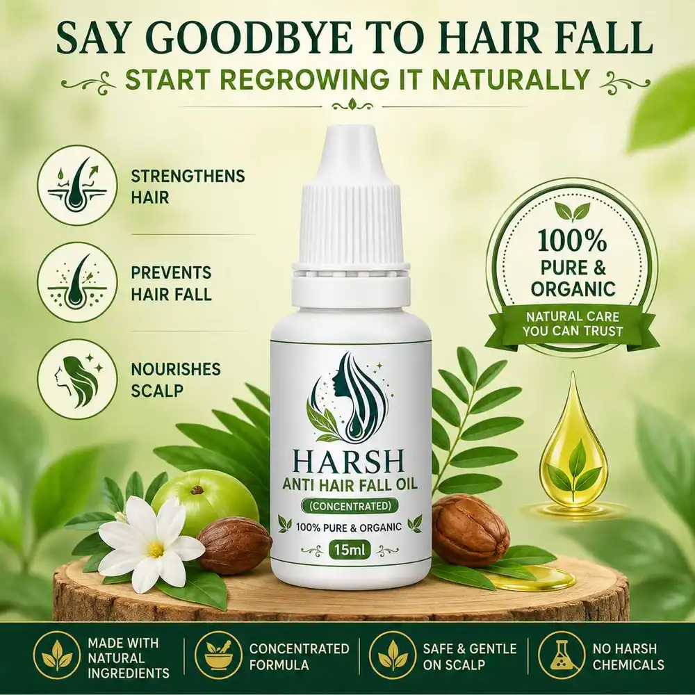 Harsh Anti Hair Fall Oil organic herbal hair growth oil bottle 15ml