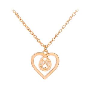 Cat dog paw prints in heart necklaces