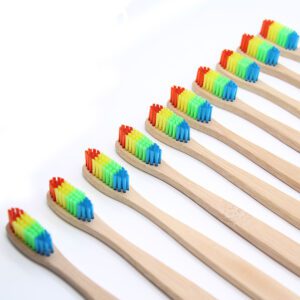 Colorful Head Bamboo Toothbrush Wholesale Environment Wooden Rainbow Bamboo Toothbrush Oral Care Soft Bristle