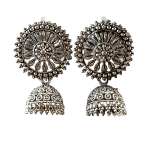 Traditional Bollywood Silver Oxidized Jhumka Earring