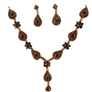 High Quality New Latest Fancy Necklace with Earrings for Women Gold Plated American Diamond